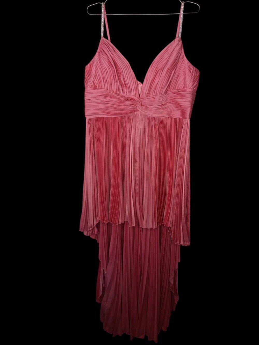 NWT Mac Duggal 77007 Pink High-Low Pleated Dress Size 16W Wedding Guest Party - Picture 5 of 16